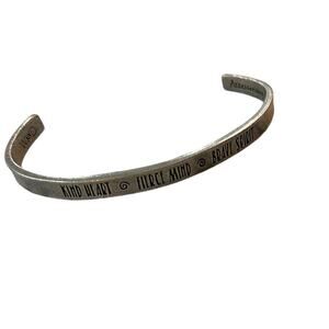 Mantraband Cuff Bracelet with Kind Heart Fierce Spirit Brave Spirit engraved